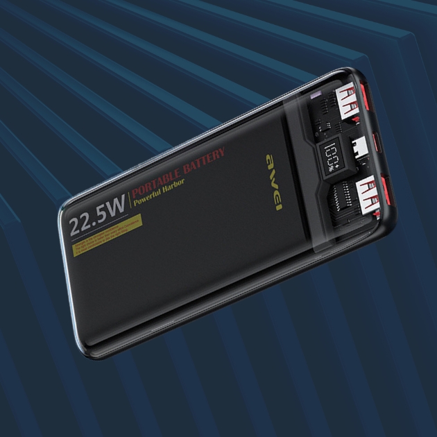Φορητό Διάφανο Powerbank Awei P24K TypeC Fast Charge - 10000MAh - 22.5W - Android και iOS